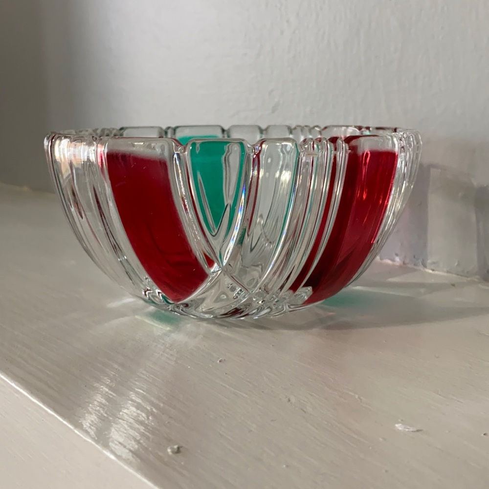 Red and Green Christmas glass bowl